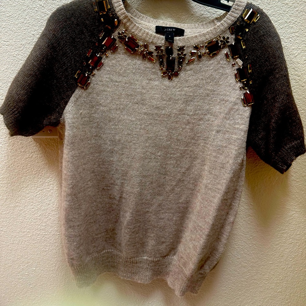 J.Crew Cream Sweater with Jewel Embellishments